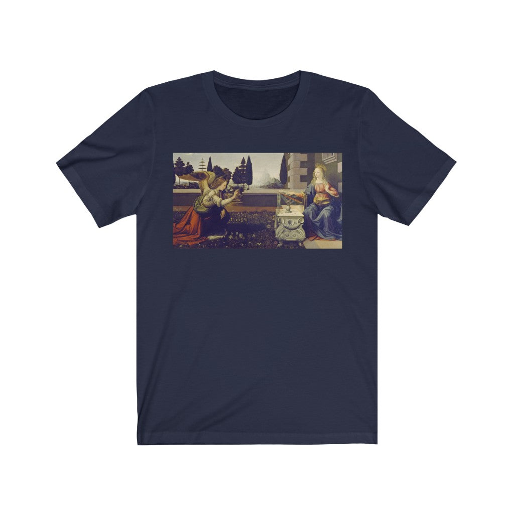 Annunciation by: Leonardo da Vinci l Premium T-Shirt - CozyOnPluto