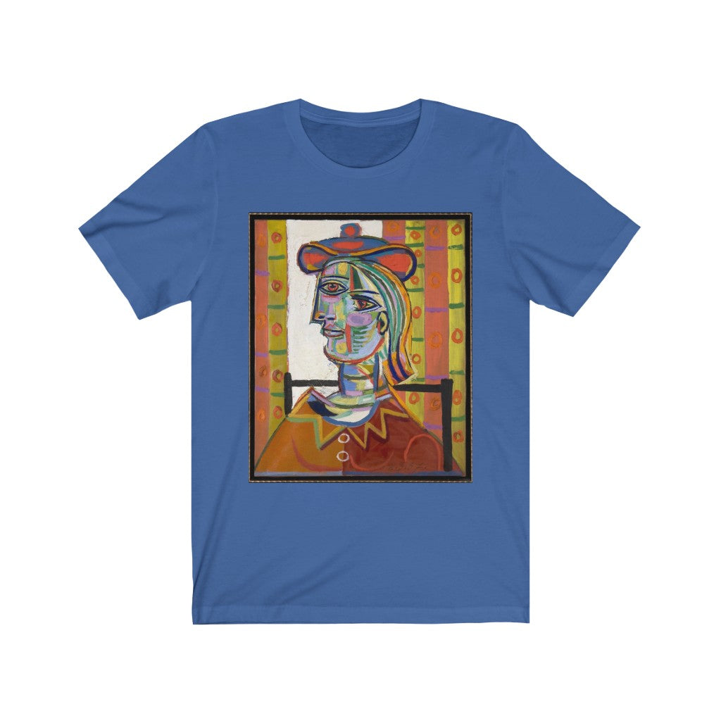 Woman with Beret and Collar by: Pablo Picasso l Premium T-Shirt - CozyOnPluto